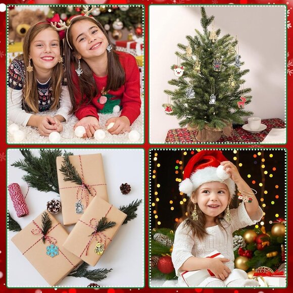 200Pcs Christmas Charms for Jewelry Making, Xmas Enamel Charms Mixed Bulk Antiqu - Picture 7 of 7